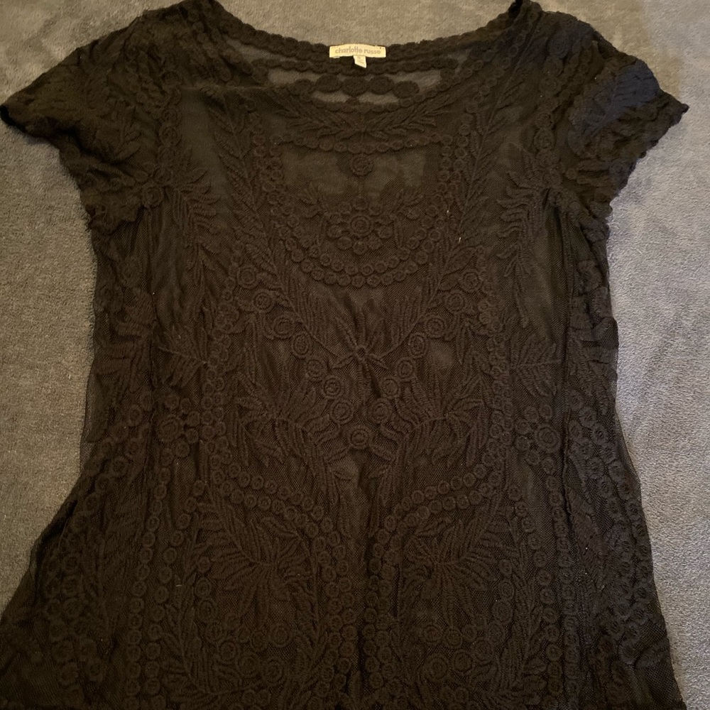 Black mesh-like blouse